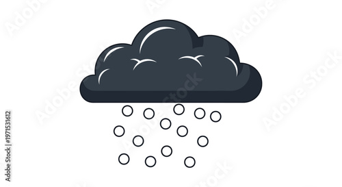 A dark cloud with rain falling from it in a simple graphic illustration