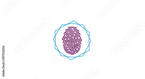 Fingerprint with blue outline closeup.