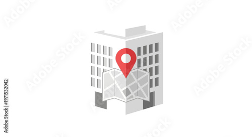 3D map pin on building location.