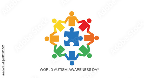 Autism Awareness Day Puzzle Pieces Symbol.