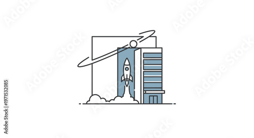 Astronaut launching into outer space.