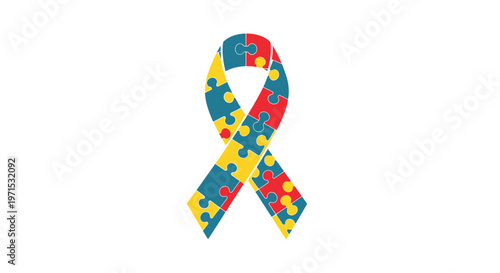 Autism awareness puzzle piece ribbon symbol.