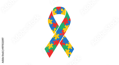 Autism Awareness Ribbon Symbol Puzzle.