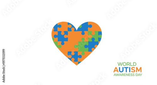 Autism awareness heart symbol puzzle piece.