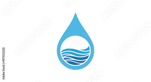 Blue water droplet logo symbol.