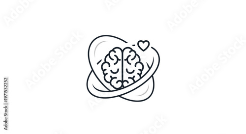 Brain with heart symbol inside skull.