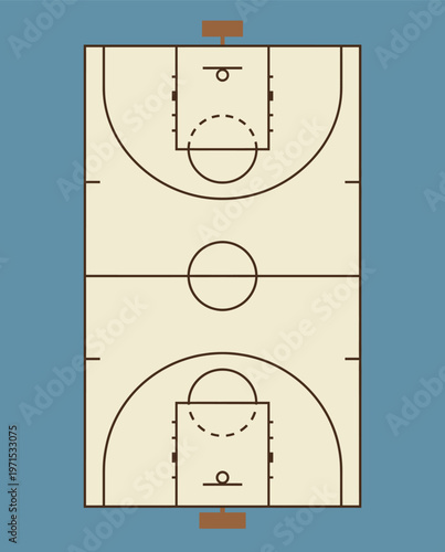 Basketball Illustration, Dynamic Sports Artwork, Court Action Scene with Dramatic Lighting