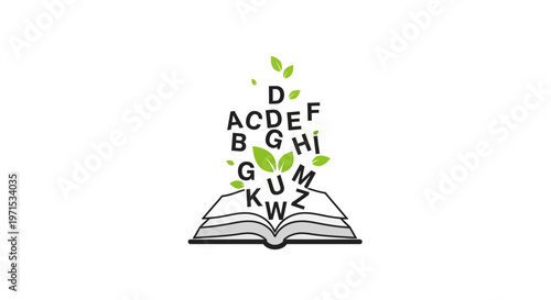 Letters Emerging from Open Book.