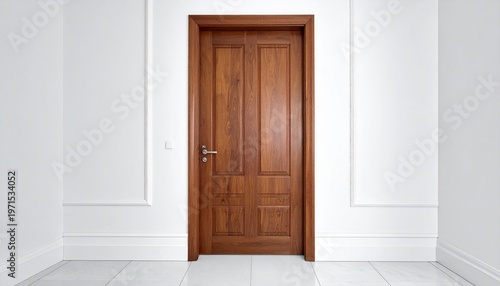 Elegant Wooden Door in White Interior Interior Design Element Architecture Home Improvement Stylish Feature.