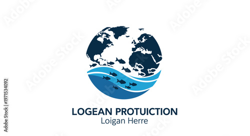 Logo Earth Globe Water Waves.