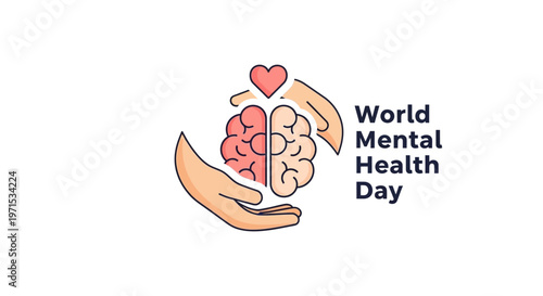 Hands holding brain with heart.