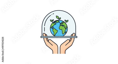 Hands holding protected blue green Earth.