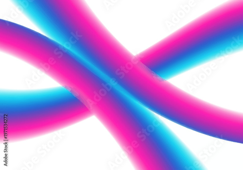 Abstract vibrant flowing liquid tubes with a smooth gradient color transition from electric blue to magenta on a clean white background, creating a dynamic contemporary design element