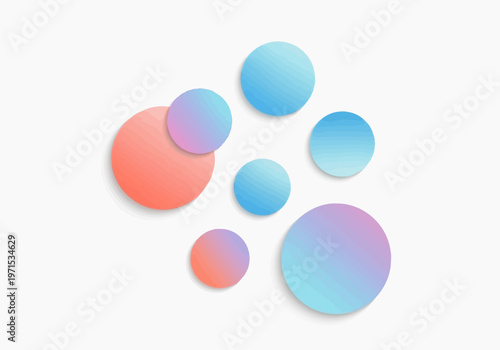 Vibrant gradient circles creating an abstract modern design with soft shadows, an elegant digital art concept perfect for contemporary backgrounds and presentations