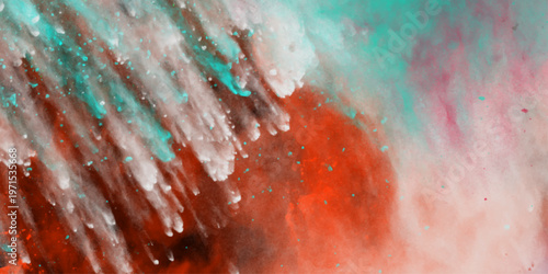 abstract artistic background close up of watercolor paper stained with blue and orange paints Chromatic Harmony: Multicolored Diagonal Paint Stripes. Mixing colors in a volumetric explosion of colors.