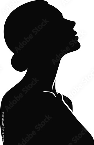 Woman Profile Silhouette Looking Up for Aspiration and Hope Concept
