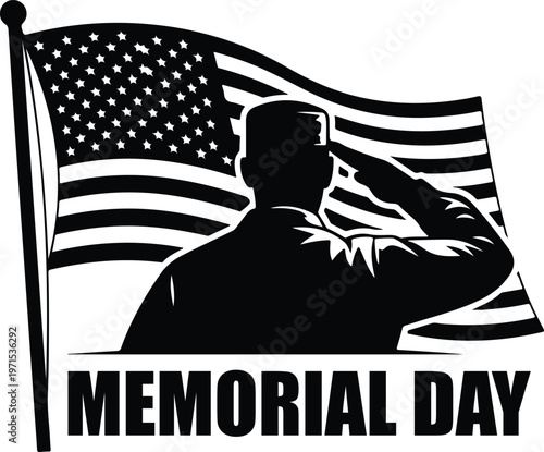 Honoring heroes a patriotic memorial day image of a soldier saluting the american flag with respect