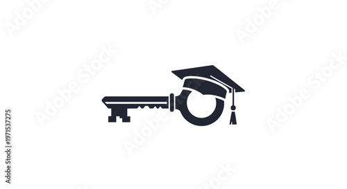 Graduation Cap and Key Icon.