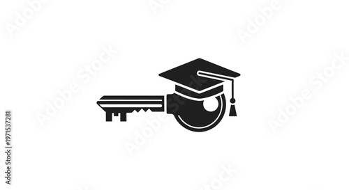 Graduation Cap on Giant Key Symbol.