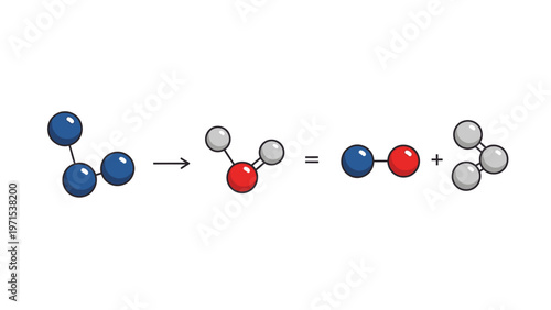 Molecular structure diagram showing a chemical reaction with blue, red, and gray atoms on a white background.