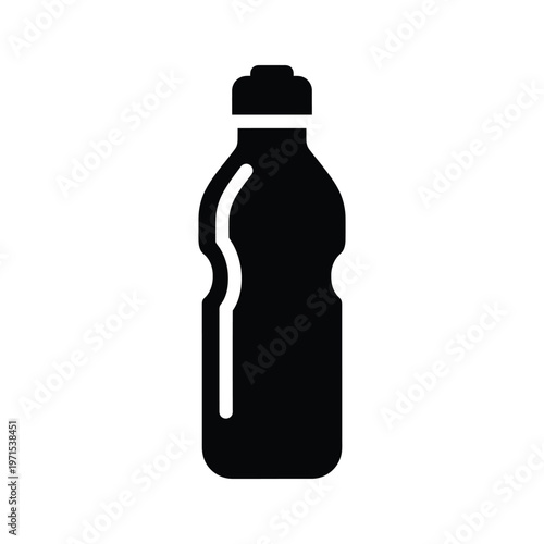A black silhouette of a plastic water bottle with a flip-top cap