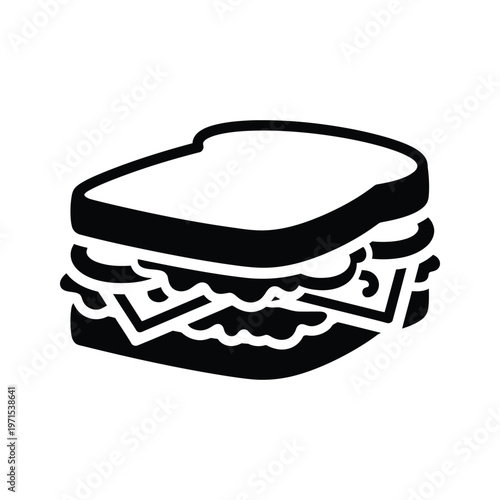 Classic sandwich with crispy bread and detailed filling illustration