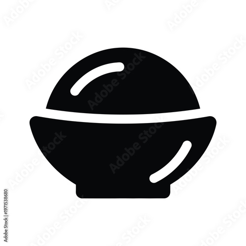 Black and white illustration of a wok with a lid and steam coming out