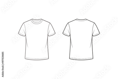 Simple line drawing of a blank t shirt front and back views
