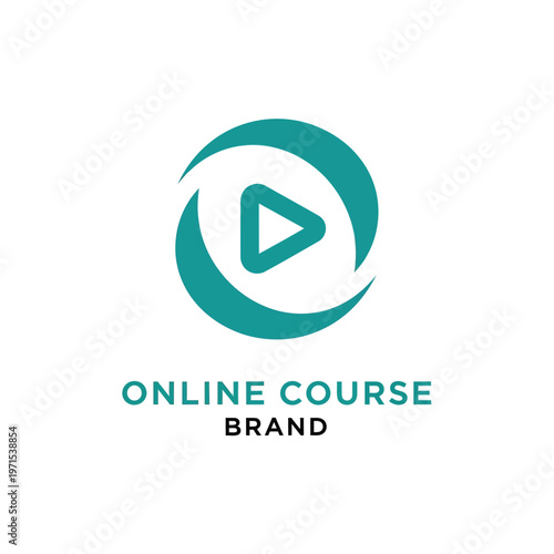 Play button in circular arrow motion icon for online video courses.