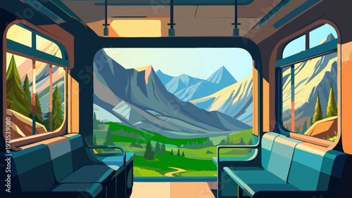 Funicular, cable car, nature, tourism, panorama, view, mountains, bushes, grass, flowers, hills, sky, sun, landscape, relax