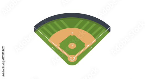 Aerial view of a baseball field from above, showcasing the diamond, outfield, and foul lines