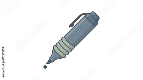 Gray ballpoint pen with clip.