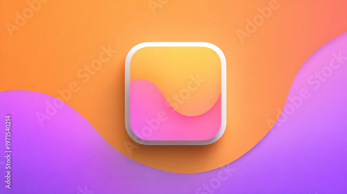 Modern Abstract 2D Graphic Design with Centered Minimalist Vector Art Focal Point on Vibrant Background