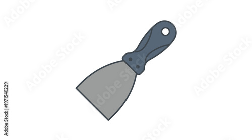 Gray putty knife with handle.