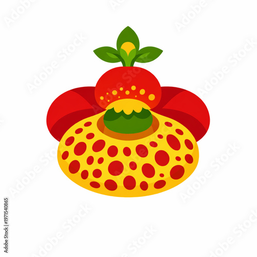 Tropical rare bloom vibrant botanical vector illustration