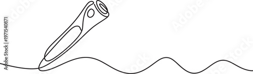 Continuous single line of a stylus pen or digital tool isolated on a white background representing technology creativity and digital production concepts