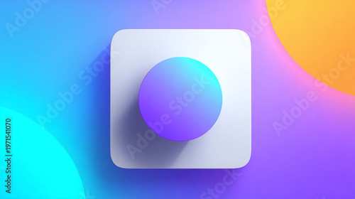 Modern Abstract 2D Graphic Design with Centered Minimalist Vector Art Focal Point on Vibrant Background