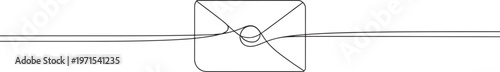 Continuous single line of a classic paper envelope with a sealed flap isolated on a white background representing mail correspondence communication postal service and message delivery concept