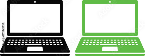 Comparison of a black and green laptop with different design aesthetics displayed side by side