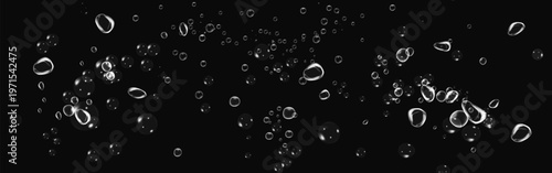 Clear liquid droplets and fizzy oxygen flow background.