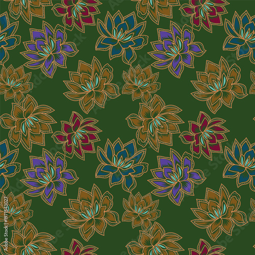 Big flowers pattern, upscale floral pattern. graphical textures floral, trendy colors pattern , flowers background with leaves. vector illustration.
