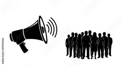 Megaphone Crowd Communication Vector for Public Announcement