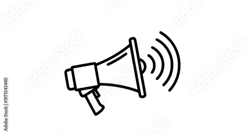Megaphone Sound Wave Alert Vector in Minimal Black Line Style