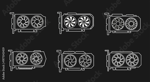 Computer Graphics Cards Set - Vector Illustrations