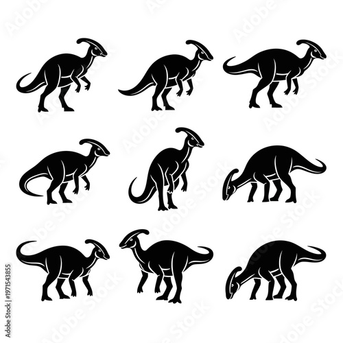 Dinosaur Silhouettes - Parasaurolophus Set