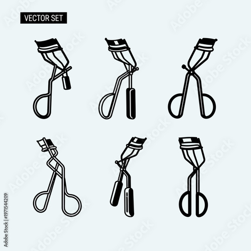 Eyelash Curler Set Vector Icons - Beauty Tool Collection
