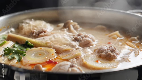 Delicious Hot Pot Meal Being Cooked in a Large Pot.