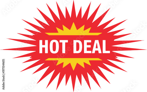Red Hot Deal Burst Graphic for Promotions, Sales, Discounts, and Marketing Campaigns