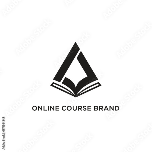 Abstract book logo design for educational brands and publishing houses in black silhouette.
