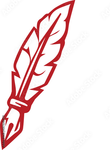 Ink Quill Symbol: The image shows a classic ink quill, a symbol of writing, communication, and the art of storytelling, with clean lines, representing clarity and precision.